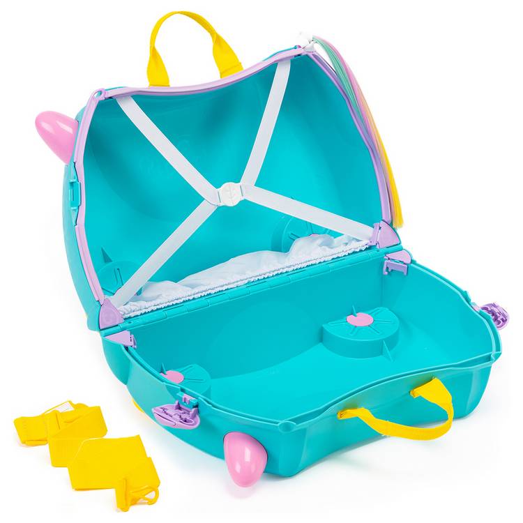 Trunki Una Unicorn ride-on suitcase turquoise, UK version