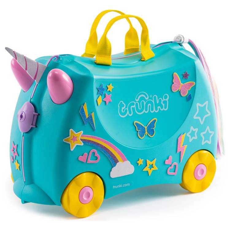 Trunki Una Unicorn ride-on suitcase turquoise, UK version