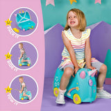 Trunki Una Unicorn ride-on suitcase turquoise, UK version