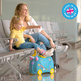 Trunki Una Unicorn ride-on suitcase turquoise, UK version