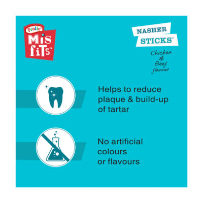 Misfits dog treats with chicken and beef 170g, imported from the UK