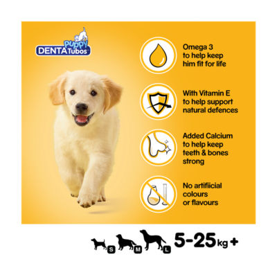 Pedigree DentaTubos puppy dog dental treats 72g, imported from the UK