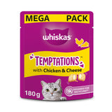 ASDA Whiskas TEMPTATIONS Adult Cat Treats with Chicken & Cheese 180g- Buy online at McGrocer