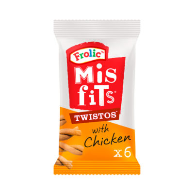 Misfits Twistos dog treats with chicken 105g, imported from the UK