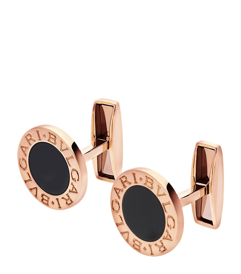 Bvlgari rose gold onyx cufflinks - British product