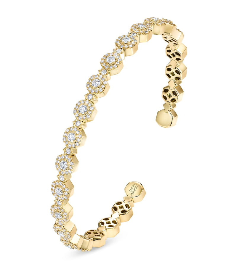 David Morris Triolette hexagon bangle 18kt yellow gold diamonds, imported from the UK