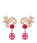 Harrods Boodles Royal Damask Earrings with Diamonds, Garnets, Tourmaline in Rose Gold- Buy online at McGrocer
