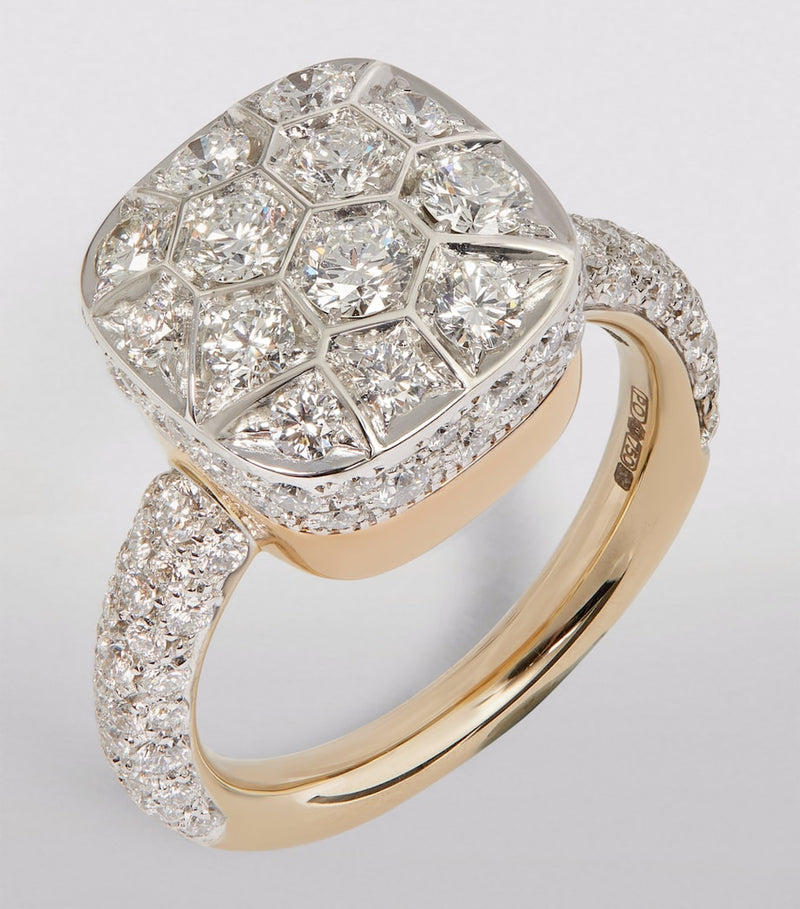 Pomellato Nudo solitaire ring with diamonds - British product