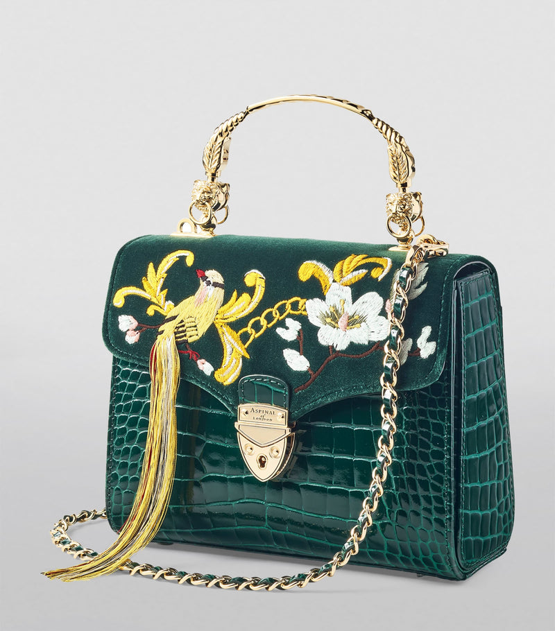 Aspinal of London Mayfair velvet top-handle bag midi (British brand)