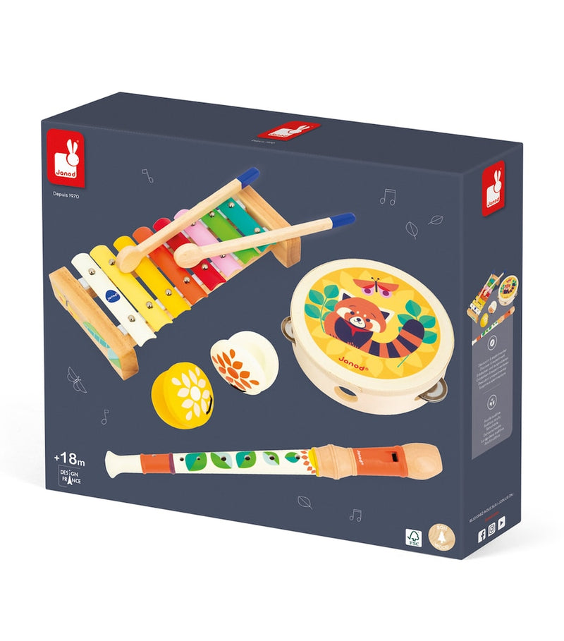 Janod wooden four-piece musical set for babies from 18 months, UK version