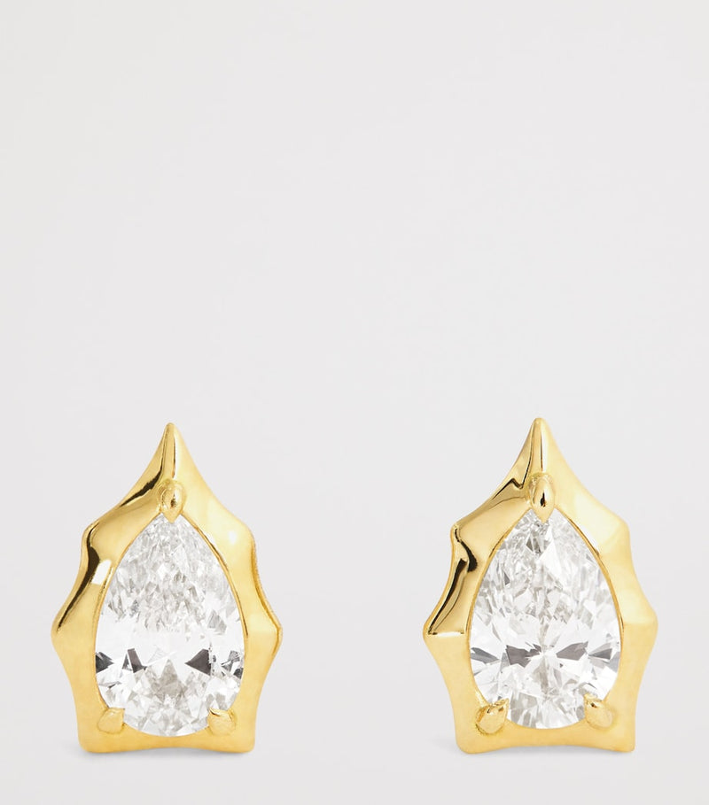 Jade Trau Envoy yellow gold diamond stud earrings, UK version