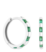 Harrods Astrid & Miyu White Gold and Emerald Baguette Hoop Earrings 1.35cm- Buy online at McGrocer