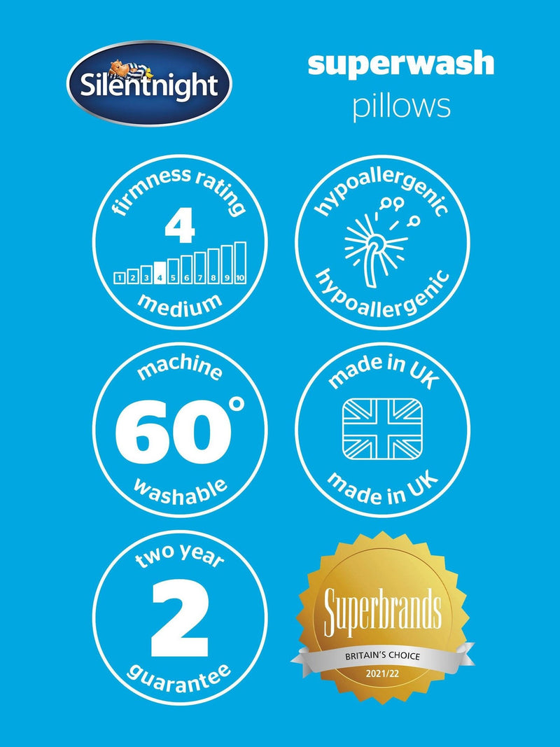 Silentnight Medium Superwash Pillows 2 Pack (British brand)