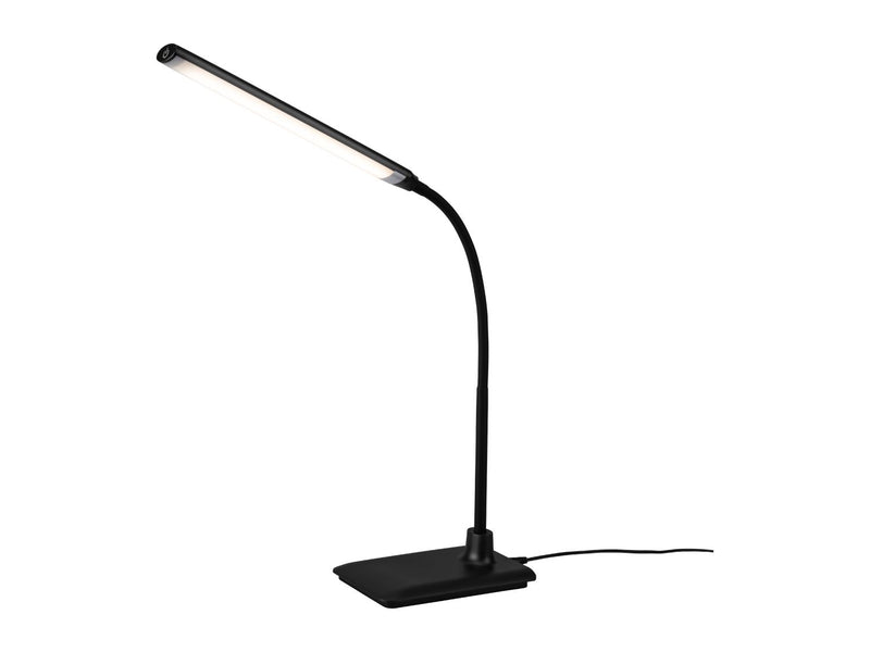 Black LED desk lamp with flexible arm, 32.5cm - British product