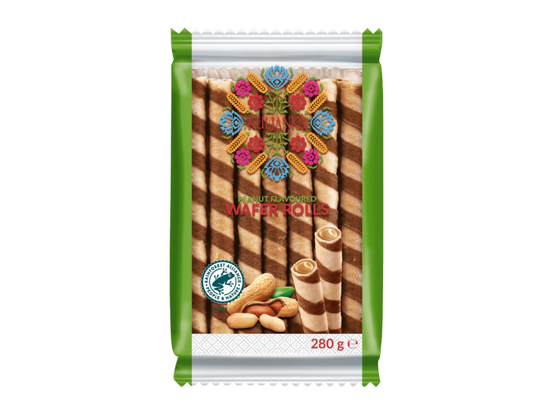 Assorted wafer rolls in peanut and vanilla (British brand)