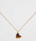 Monica Vinader gold vermeil heart pendant with tiger's eye, imported from the UK