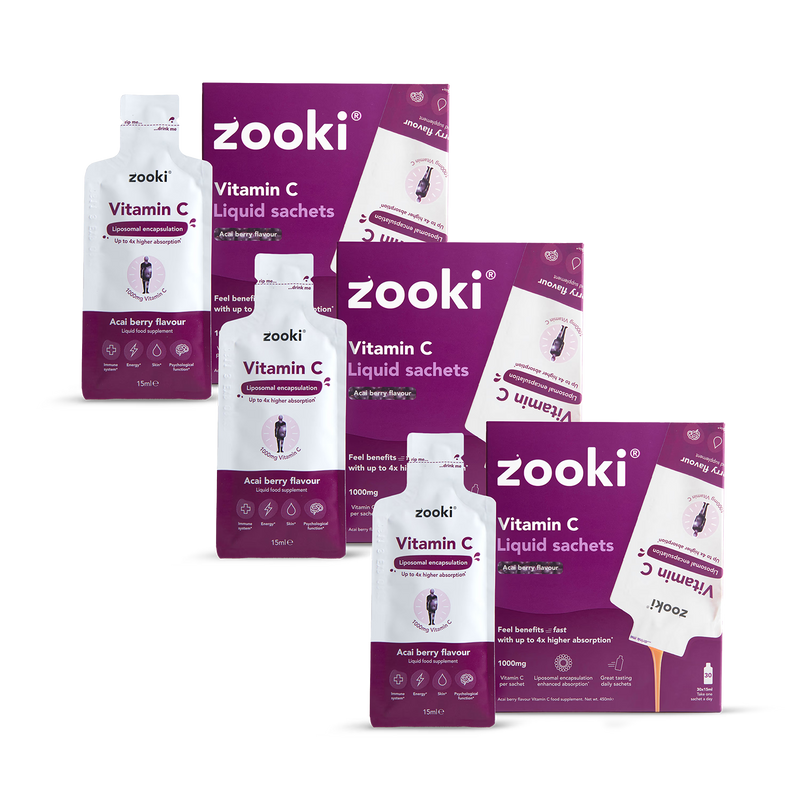 Zooki liposomal vitamin C acai berry flavour 90 sachets (British brand)