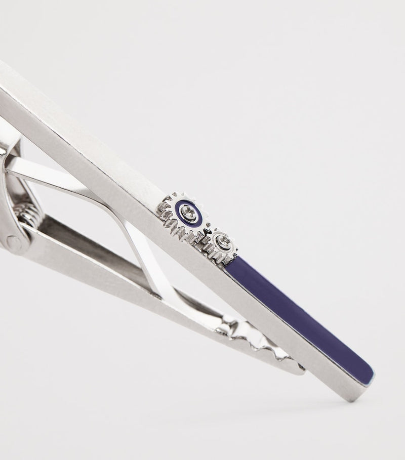 Tateossian gears tie clip brushed silver-tone enamel, UK version