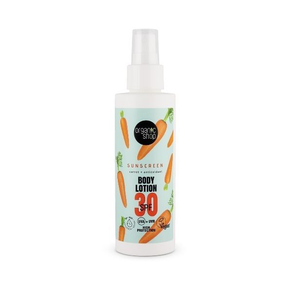 Organic Shop Sunscreen Body Lotion SPF 30 150ml, imported from the UK