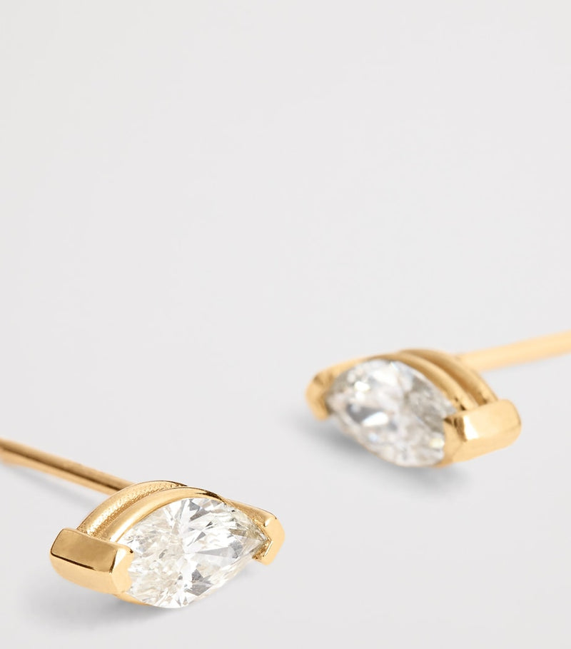 SHAY yellow gold diamond stud earrings, imported from the UK