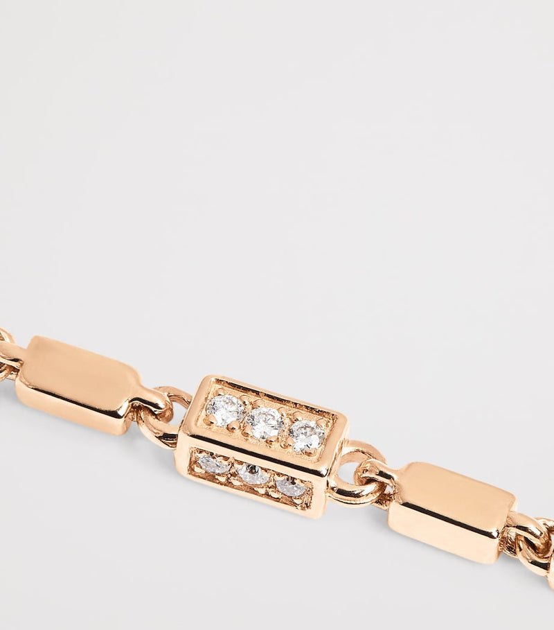 Suzanne Kalan rose gold and diamond block chain bracelet, imported from the UK