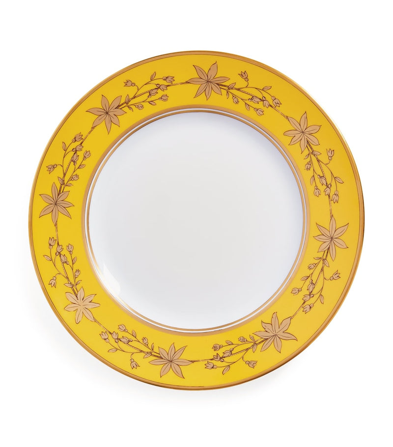 GINORI 1735 dinner plate with botanical wreath and gold trim 26.5cm, UK version