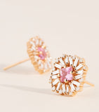 Suzanne Kalan rose gold flower stud earrings with pink sapphire and diamonds, UK version