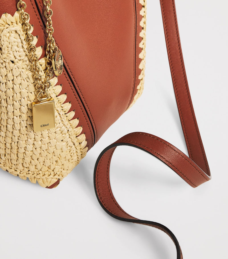 Chloé small raffia-effect leather Spin tote bag (British brand)