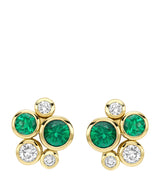 Harrods Boodles Yellow Gold Diamond and Emerald Raindance Stud Earrings- Buy online at McGrocer