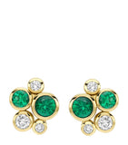 Boodles Raindance stud earrings yellow gold diamonds emeralds (British brand)
