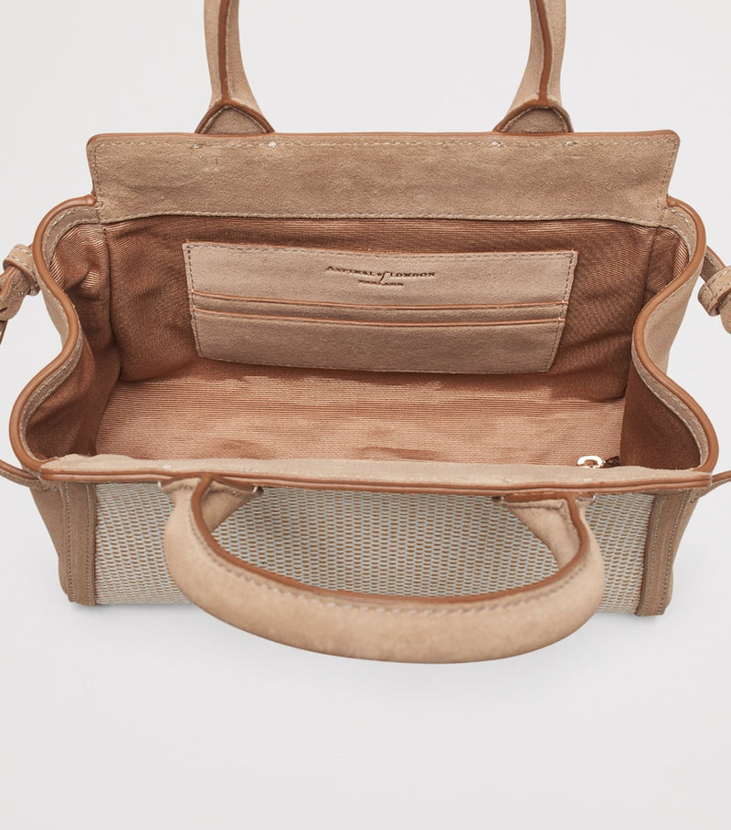 Aspinal of London Savannah bag in raffia and suede - British product