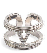 Harrods Valentino Garavani Crystal VLogo Ring- Buy online at McGrocer