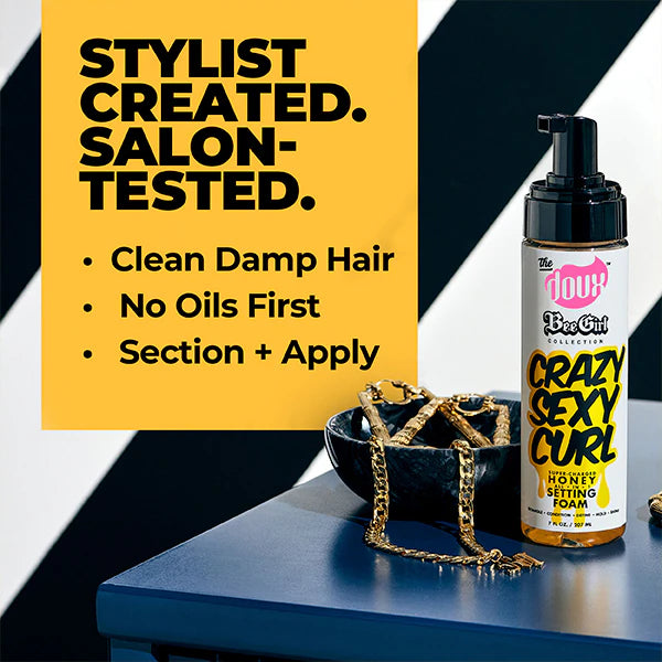 CrazySexyCurls Honey Setting Foam for curl care (British brand)