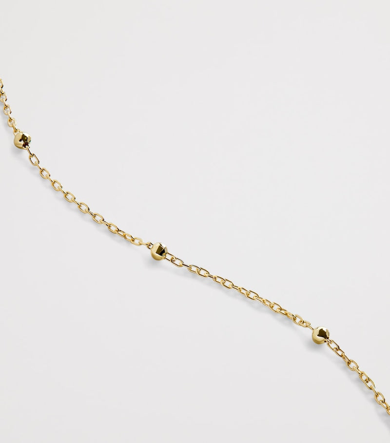 Monica Vinader yellow gold beaded chain necklace, imported from the UK