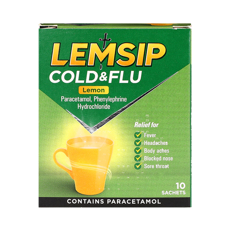 Lemsip Cold and Flu Lemon Sachets 10 Pack, UK version