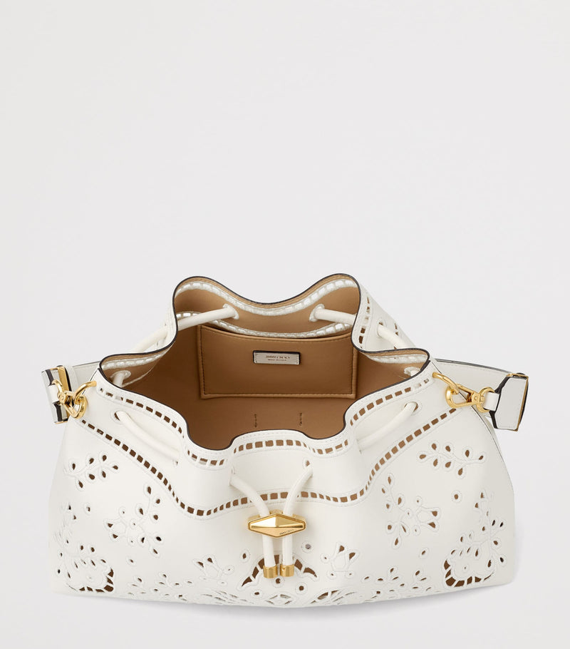 Jimmy Choo medium Cinch cut-out leather bucket bag, imported from the UK