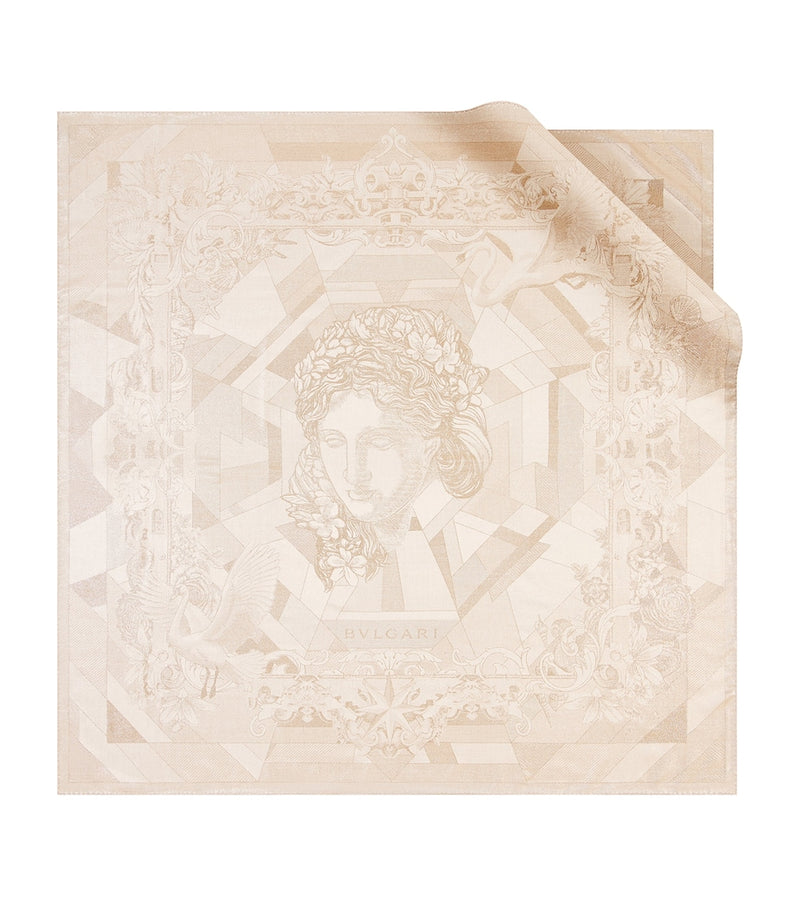 Bvlgari silk embroidered scarf 140x140cm (British brand)