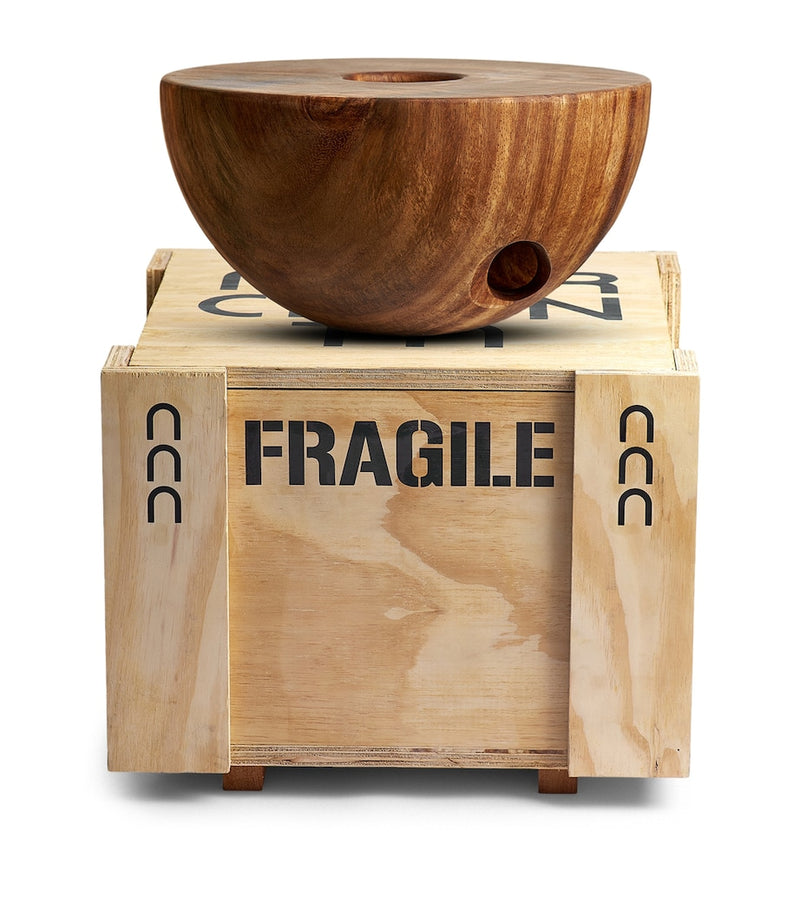 Marchanta Saman Wood gold-rim candle in wooden box - British product