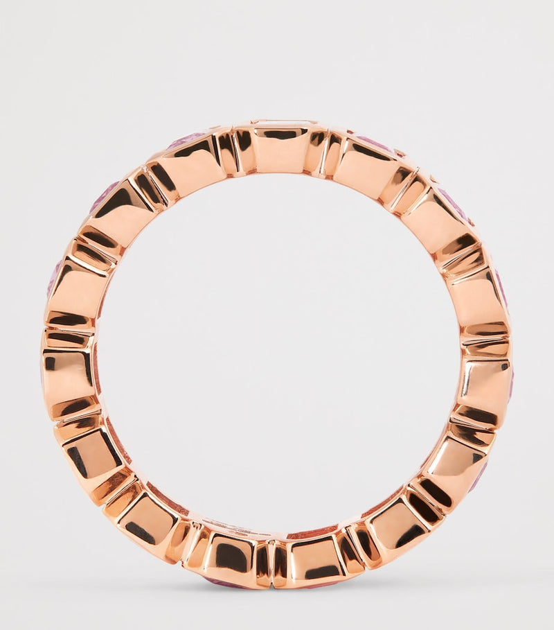 SHAY rose gold pink sapphire and diamond eternity ring (British brand)