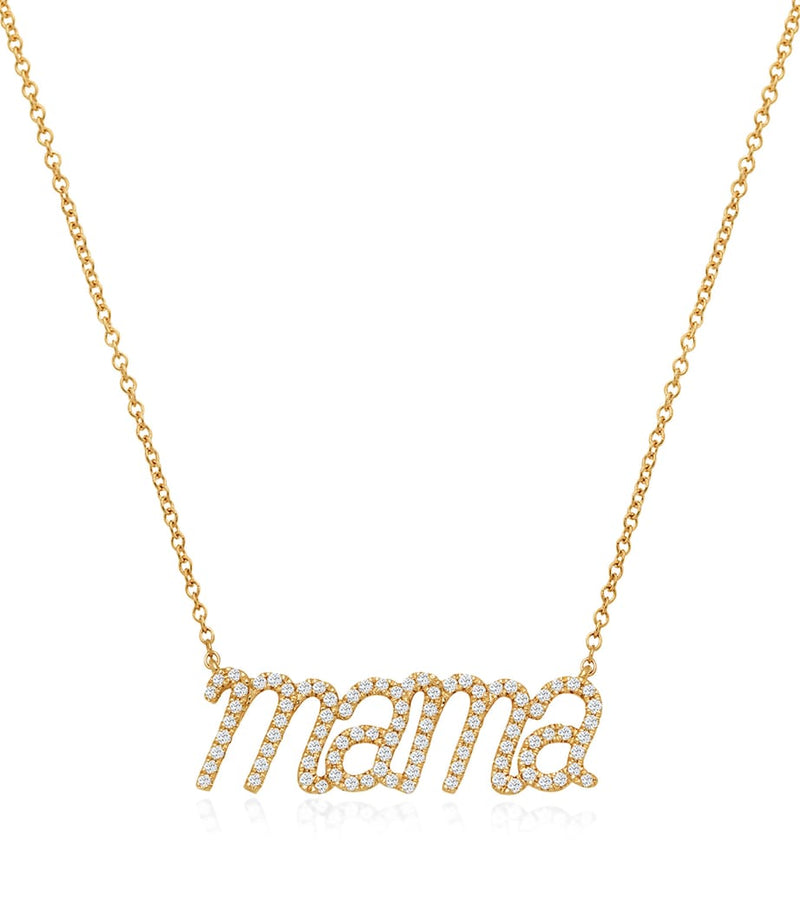 NOA mini Mama necklace in yellow gold and diamond (British brand)