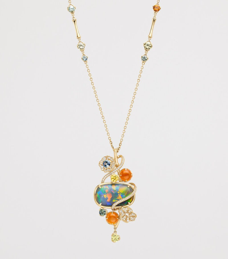 Boodles opal diamond sapphire pendant necklace, UK version