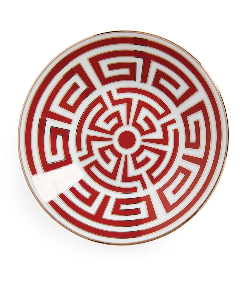 GINORI 1735 porcelain Labirinto Scarlatto espresso saucer 11cm, UK version