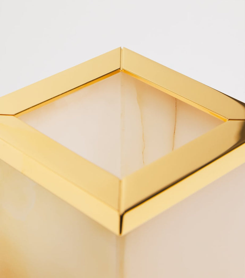 ZODIAC white onyx toothbrush holder with gold-plated hardware - British product