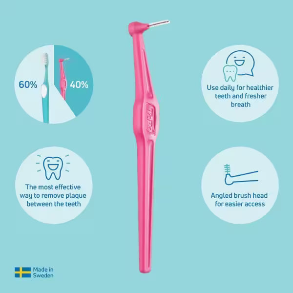 Tepe Angle Interdental Brush Pink Oral Care Tool (British brand)