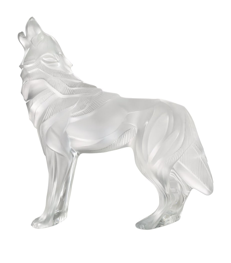 Lalique crystal howling wolf sculpture, UK version