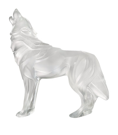 Harrods Lalique Crystal Howling Wolf Sculpture- Buy online at McGrocer