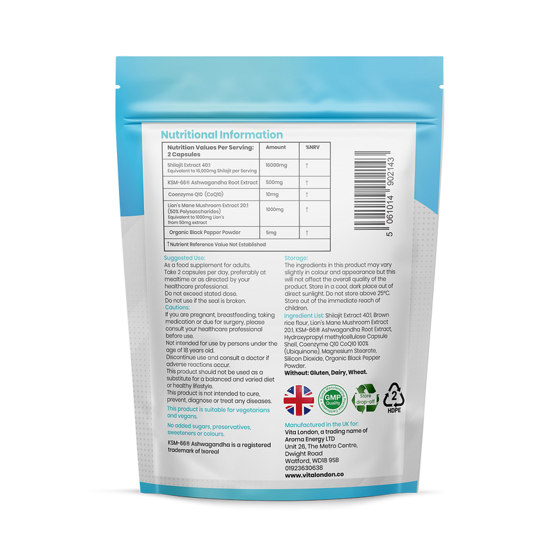Shilajit 5-in-1 Complex capsules 60 count (British brand)
