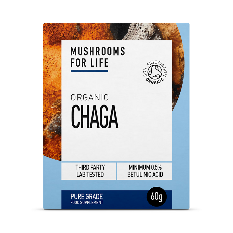Mushrooms For Life organic chaga powder 60g, imported from the UK