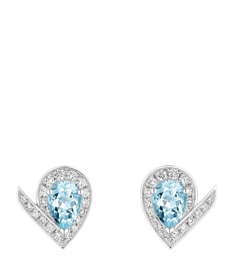 Chaumet Joséphine Aigrette stud earrings white gold aquamarine diamonds (British brand)