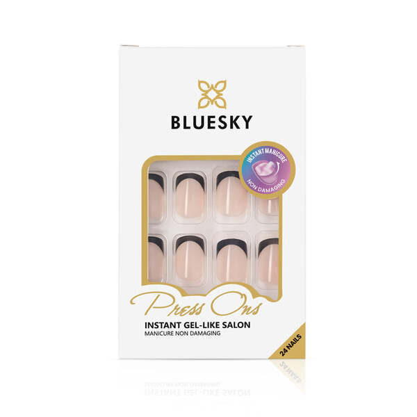 Press On Nails Square Black French Tip 24 Piece Set, imported from the UK